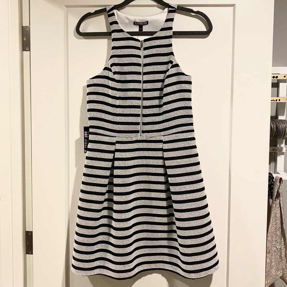 Express A-Line Black and White Stripe Dress -NWT-